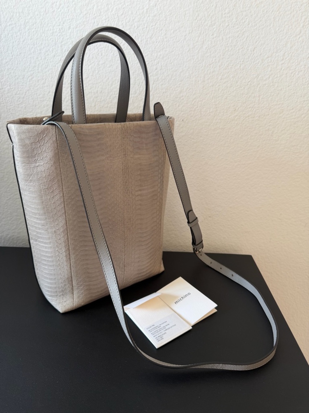 Michino Paris Foldit PM Watersnake Leather Mini Tote Bag